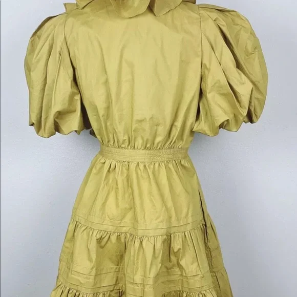 Ulla Johnson Maud Mustard Puff Sleeve Dress 8 - Picture 5 of 10